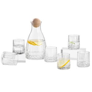 Set Jarra de Vidrio Estriado + Vasos 6pcs Warenhaus